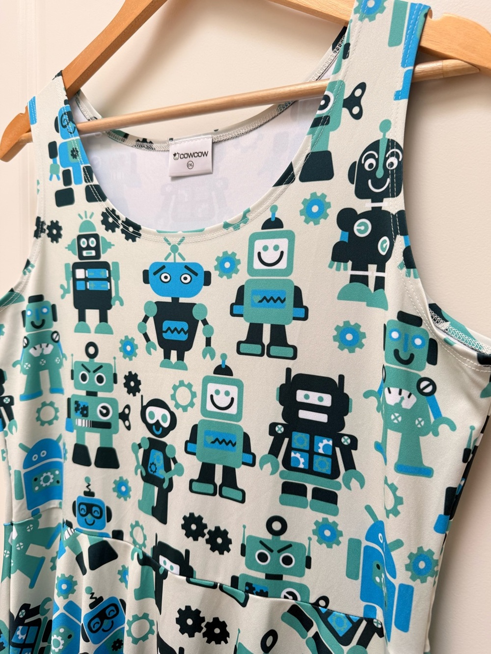 CowCow Robot Print Skater Dress Size 2XL